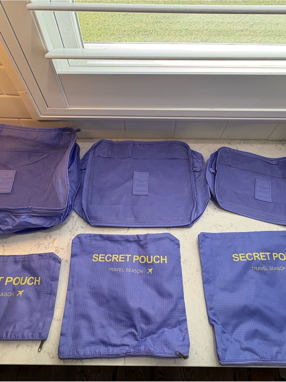 Travel Organizer Set - Purple 3 packing cubes, 3 zippered pouches